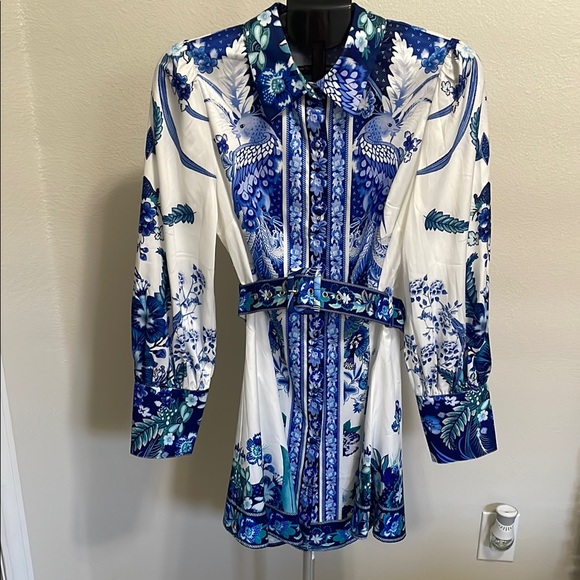 NWT Fashion Nova Blue and White Floral Dress - Picture 4 of 16